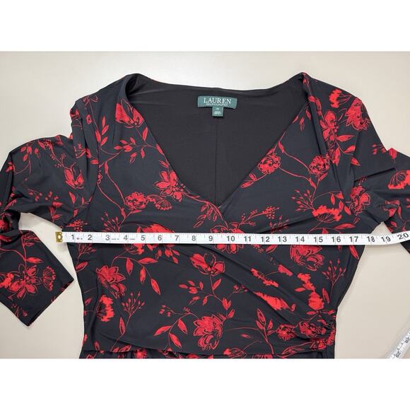 Lauren by Ralph Lauren Womens Floral Jersey Dress 10 Classic Night Out Elevated - Picture 11 of 16